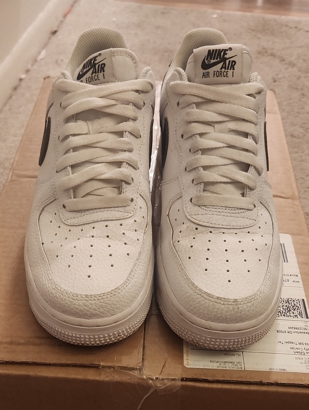 Nike Air Force 1 Low Top Sneakers White with Black Swoosh